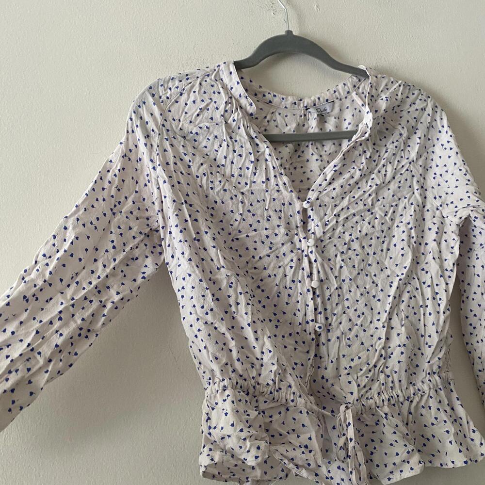 RAILS white and blue dotted peplum blouse - Picture 2 of 6